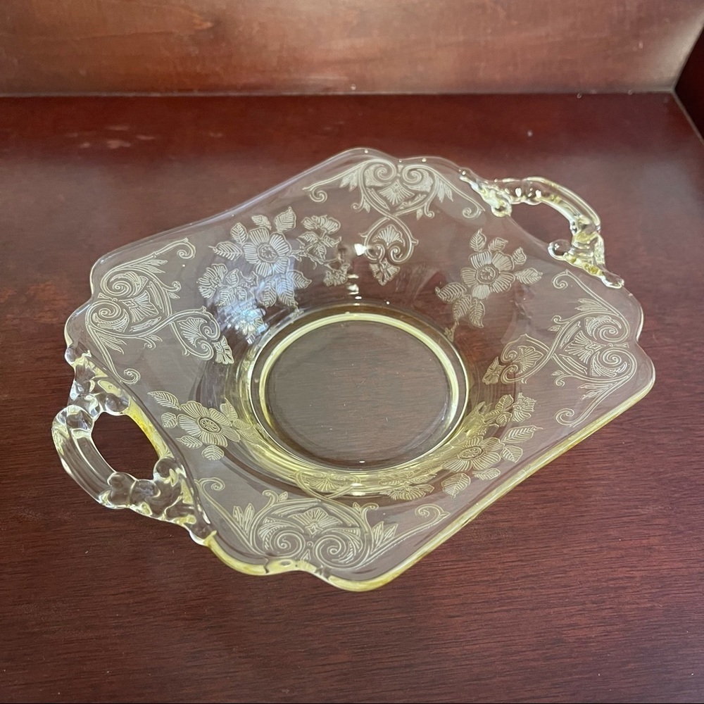 Apple blossom Bon Bon Dish by Cambridge Lemon Tray Vintage Circa 1930s